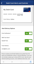 debit card alerts and controls alert delivery options